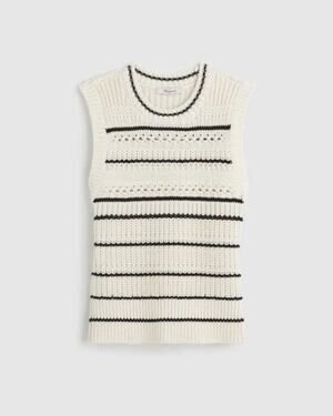 Madewell Black and White Striped Sweater Vest - XS